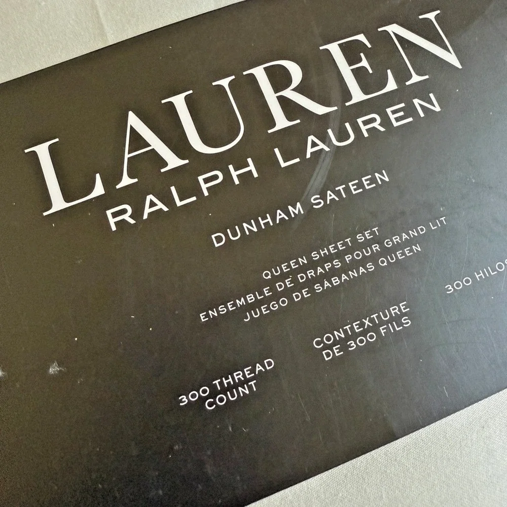 NEW Ralph Lauren Queen 4Pc Dunham Sateen Sheet Set Silver 300 TC 100% Cotton